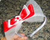 Tiara Tule Laço Vermelho